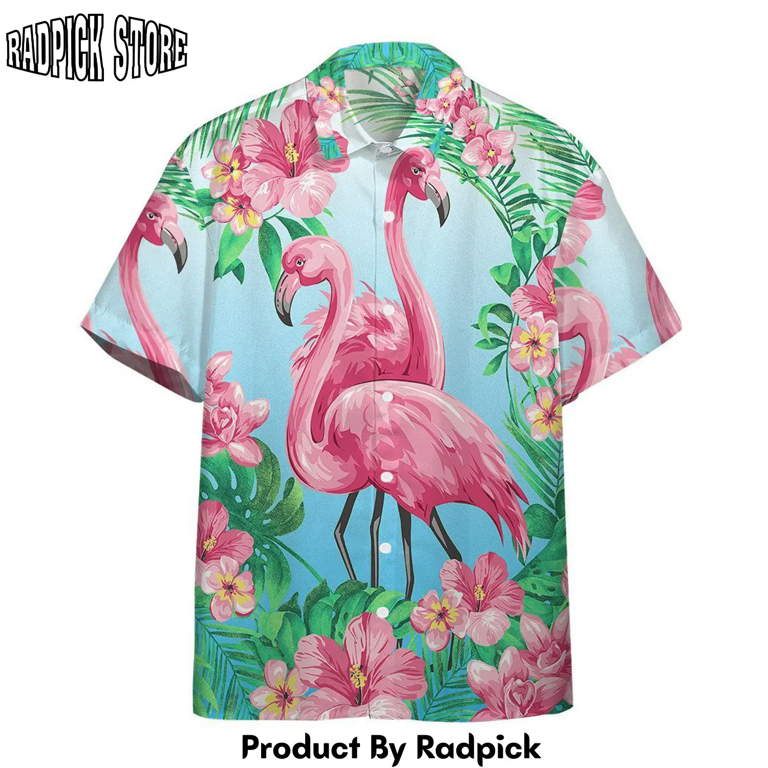 Radpick 3d flamingo hawaii custom short sleeve shirts rp292824